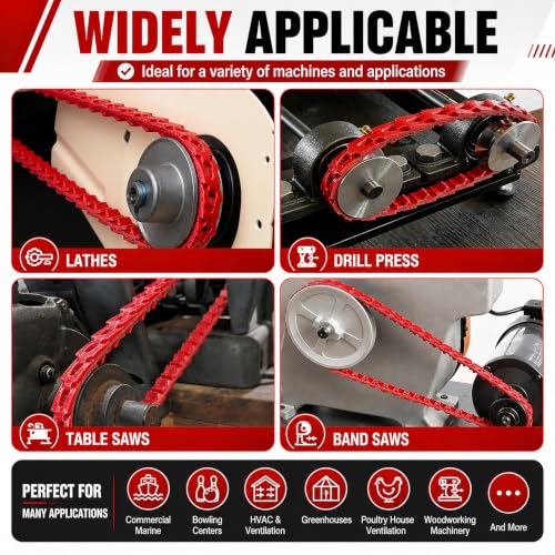 10 Ft x 5/8 Inch Adjustable Link V-Belt, Type B Power Twist Belt, Red - size: 10FT