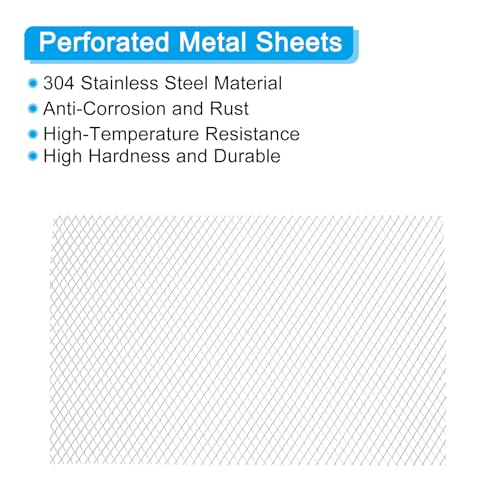 PATIKIL 9.8" L x 13" W Universal Car Grill Mesh, 7x12mm Diamond Hole Aluminum Mesh Expanded Perforated Metal Sheet for Ventilation Filtration Dryer Vent Guard Screen, Silver Tone - size: 9.8" x 13"