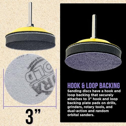 Dura-Gold Premium 3" Purple Film Ceramic Sanding Discs, 36 Disc Variety - style: Variety Pack