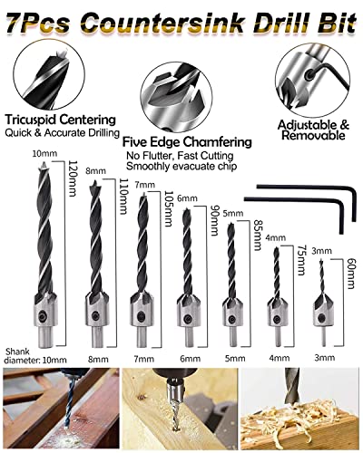 Rocaris 39 Pack Woodworking Chamfer Drilling Tools Set Kit