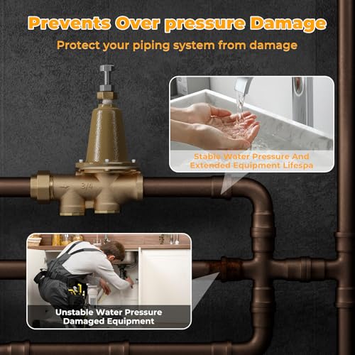 LF25AUB-Z3 3/4-Inch Water Pressure Reducing Valve for Residential, Commercial, and Industrial Use - Water Pressure Regulator Adjustable 25–75 psi, Max 300 psi