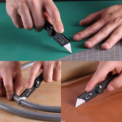 WORKPRO EDC Folding Utility Knife, Mini Box Cutter with Quick Open Axis Lock, Quick Change Blade Razor Knife, Foldable Small Pocket Knife with Belt Clip - color: Black-g10