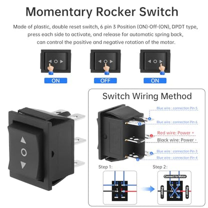 12V DC Worm Gear Motor with Bracket, Couplings Forward‑Reverse Switch - size: Speed-16 RPM