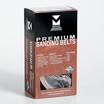 Mercer Industries 106060-3" x 21" Aluminum Oxide Sanding Belts, 60 Grit (10 Pack) - size: 3 x 21, style: 60 Grit