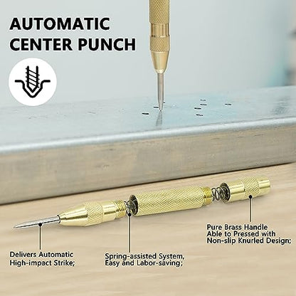GMTOOLS Step Drill Bit Set - Black and Gold, 6 Pcs High Speed Steel Unibit Drill Bits, Stepped Up Bits & Automatic Center Punch, DIY Lovers with Aluminum Case, Total 50 Sizes for Metal - style: Black and Gold
