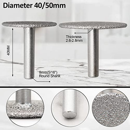 SHDIATOOL 3-Piece 50mm Diamond Wheel for Cutting/Shaping Tiles Marble Brick Granite Concrete with 8mm Shank 46 Grit - size: 50mm