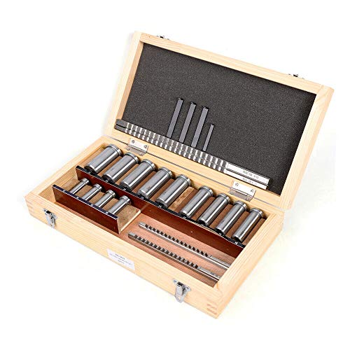 TFCFL 22pcs Keyway Broach Kit Metric Size Metalworking Tool Lathe Collared Bushing Shim Set Metric Size Metalworking Tool Set 12-30 HSS for CNC Router