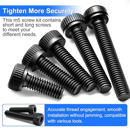 304PCS M5 Screws Kit with Nuts and Washers, M5x8/12/16/20/30/35mm - color: BK-M5 x 8-35mm