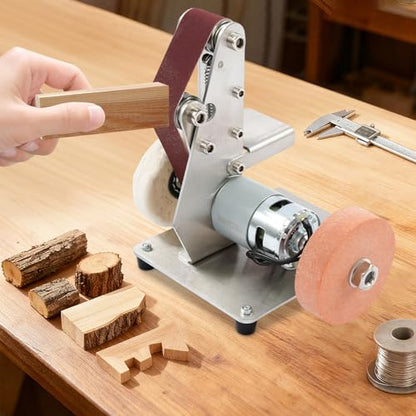 3-In-1 Mini Belt Sander, Adjustable Speed Electric Bench Grinder Sanding Machine, Table Top Grinder Polisher for DIY Craft Wood Stained Glass Jewelry Making Bench Grinder - size: 15x12x18cm/5.9x4.72x7.09in