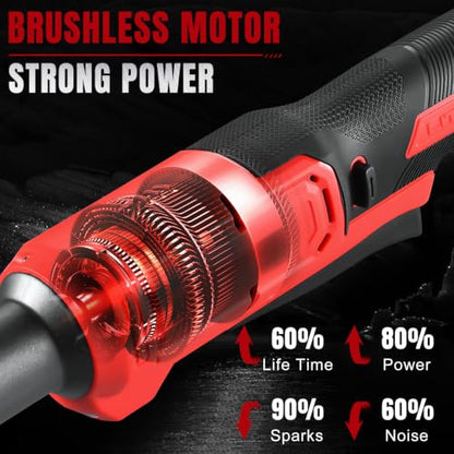 AOBEN 3/8" Brushless Right Angle Impact Wrench for Auto Repair &Tight Space - color: Venetian Red