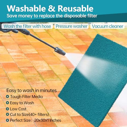 Reusable Air Filter 20x30, High Air Flow Cut to Fit Furnace Filters, MERV 6 Replacement Filter for HVAC, RV, Washable Replacement Air Conditioner Filters, 24 PCs Hooks(Actual 20x30x0.7 in.) - style: MERV 6-1PC-Green