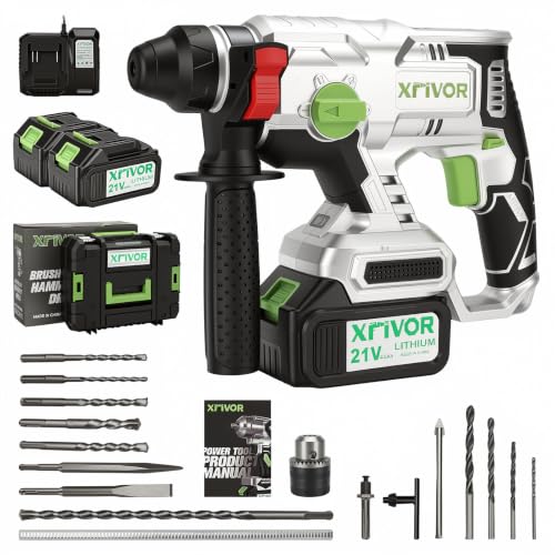 Cordless Hammer Drill, 2.6J Brushless with Batteries for Demolition