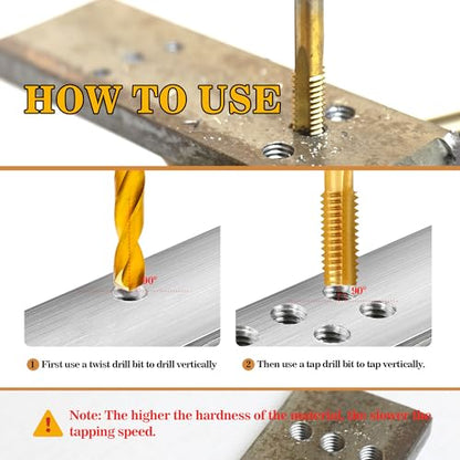 18Pcs Metric Drill and Tap Set with Tap Wrench for Metal, from M2 to M12 - size: M2 to M12