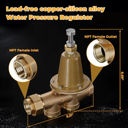 LF25AUB-Z3 3/4-Inch Water Pressure Reducing Valve for Residential, Commercial, and Industrial Use - Water Pressure Regulator Adjustable 25–75 psi, Max 300 psi
