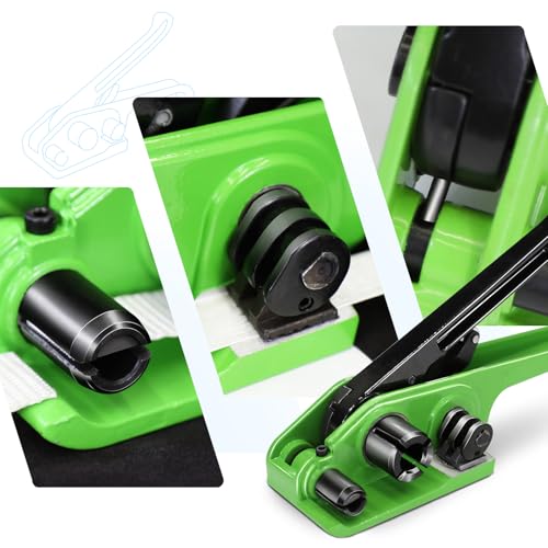 Heavy Duty Banding Strapping kit Contain 3/4"x 330' Woven Cord Packaging Straps & 100 Metal Wire Buckles 100 Plastic Edge Protectors Tensioner with Cutter Tool Glove - size: woven cord kit