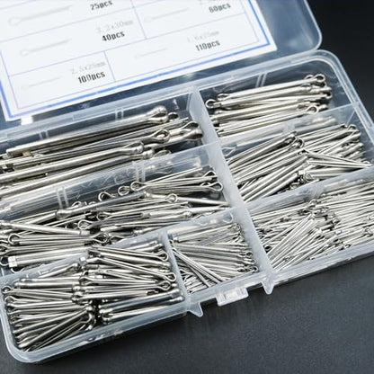 125pcs Cotter Pin Assortment Kit, 6 Sizes 304 Stainless Steel Cotter Pins Set, Split Pin Fastener Clips for Car Mechanics, Lawn Mowers, Trucks, Tractors Repair - size: 125PCS