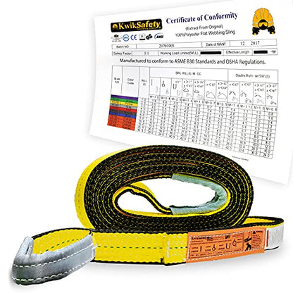 KwikSafety - Charlotte, NC - Mighty Sumo 2”x 16’ Poly Web Sling Lifting Strap Construction ASME OSHA / 6400lbs Vertical 5100lbs Choker 12800lbs Basket/Rigging Moving Towing Hoisting Gear - size: 2"x16' | 6400 lbs