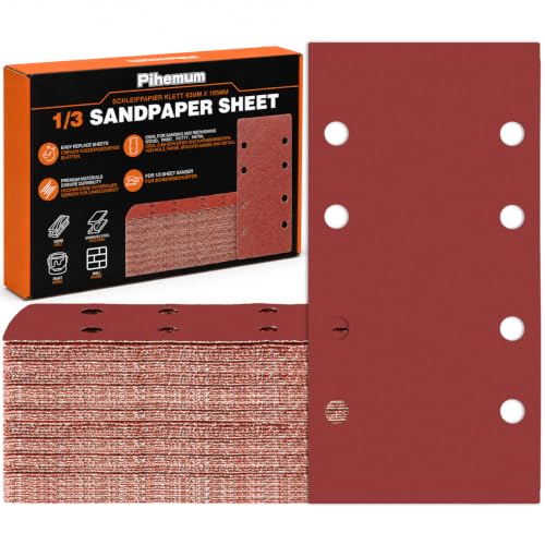 80 PCS 1/3 Sandpaper Sheets 1000 Grit 8 Hole - color: GRIT 1000