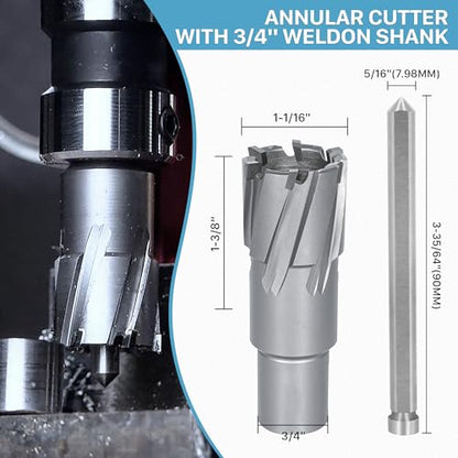 KEENTECH Carbide-Tipped Annular Cutter 1-1/16" Diameter x 1-3/8" Depth - size: 1-1/16" Dia * 1-3/8" Depth