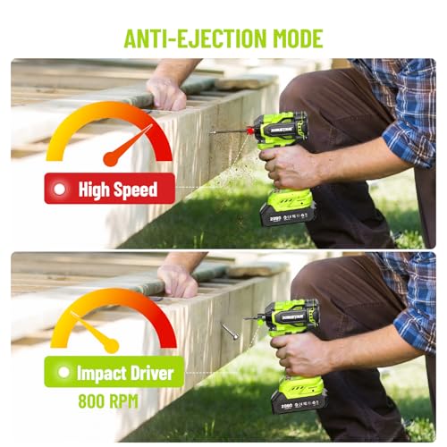 Robustrue Impact Driver: 21V 1/4" Hex Cordless Impact Driver, 230N.m (2,035in-lbs) Brushless Impact Driver Drill Set, 20Psc Screwdriver Bits, 2.0 Ah Battery, Variable Speed for DIY and Automotive