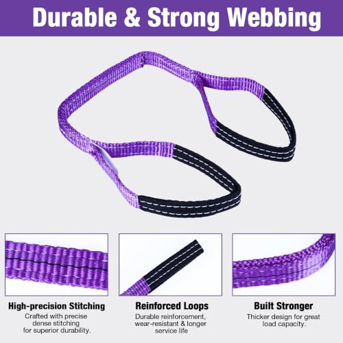 2 Pack 1" x3.3Ft Lifting Sling Straps, 2-Ply Heavy Duty Polyester Web Sling