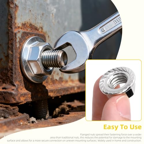 150Pcs M3 M4 M5 M6 M8 M10 Serrated Flange Nuts, Carbon Steel Metric Nickel Plated Flange Hex Lock Nuts for DIY Home Mechanism, Silver - color: Nickel-plated