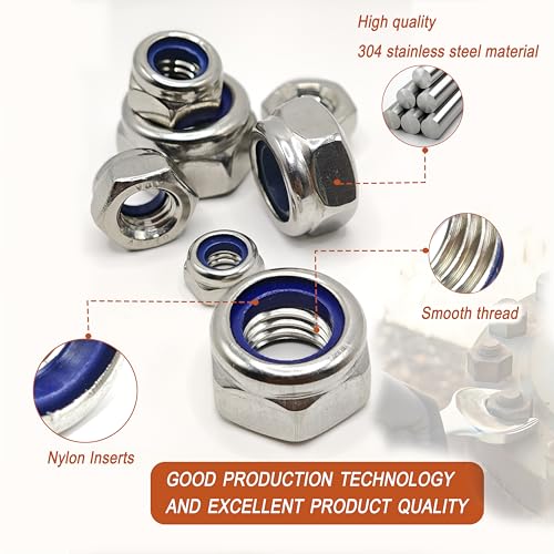 M6 x 1mm Metric Nylon Insert Lock Nuts (30pcs) DIN 985 Locknuts 304 Stainless Steel Hex Nylock Nuts Reusable Anti-Loose Corrosion-Resistant for DIY Home Automotive Industrial - size: M6 x 1mm 30pcs