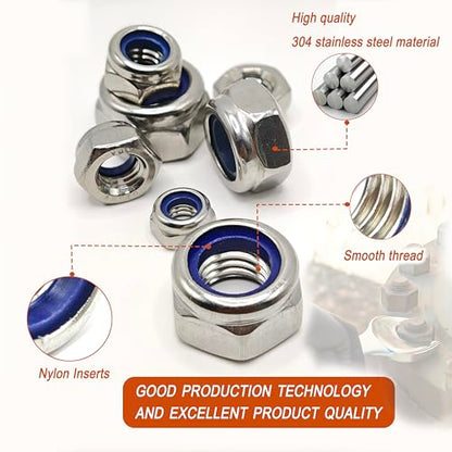 M6 x 1mm Metric Nylon Insert Lock Nuts (30pcs) DIN 985 Locknuts 304 Stainless Steel Hex Nylock Nuts Reusable Anti-Loose Corrosion-Resistant for DIY Home Automotive Industrial - size: M6 x 1mm 30pcs