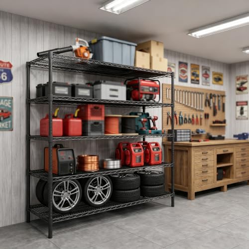 Garvee 5-Tier 3250LBS Metal Shelving Unit, 55" W Adjustable Storage Shelves - size: 55.1"Wx17.7"Dx71"H(5-Tier)
