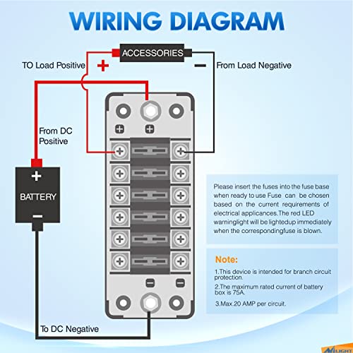 Nilight 6 Way Fuse Block with Negative Bus 12V Blade Fuse Holder ATC/ATO Standard Fuse Box Label Stickers Waterproof Cover Fuse Panel for Automotive Cars Trucks RVs Campers Vans, 2 Years Warranty - color: 6 Way Fuse Block
