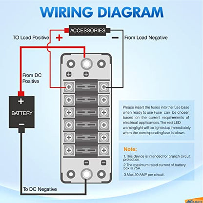Nilight 6 Way Fuse Block with Negative Bus 12V Blade Fuse Holder ATC/ATO Standard Fuse Box Label Stickers Waterproof Cover Fuse Panel for Automotive Cars Trucks RVs Campers Vans, 2 Years Warranty - color: 6 Way Fuse Block