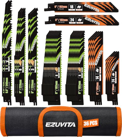 36-Piece Reciprocating Saw Blade Set with Organizer Pouch