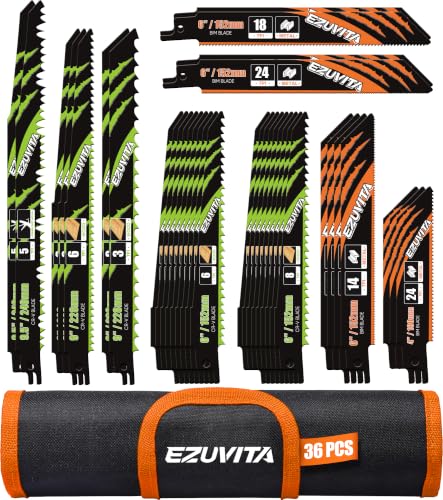 36-Piece Reciprocating Saw Blade Set with Organizer Pouch