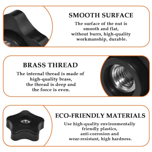 Aifeier ET 4 Pcs 3/8"-16 Female Thread Knob Black Nylon - size: 4 pcs 3/8"-16