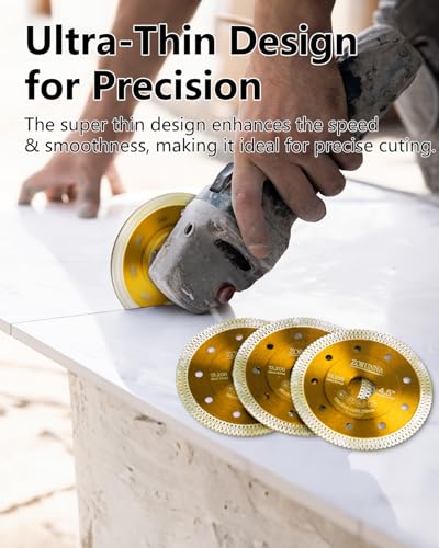 ZORUNNA 2Pcs 4.5" Super Thin Diamond Tile Blades for Grinder, Dry/Wet Cut - style: Gold