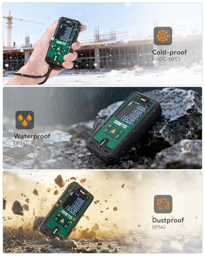 Laser Measure, Ogeto 165 Feet Digital Laser Distance Meter with 2 Bubble Levels,M/in/Ft Unit Switching Backlit LCD and Pythagorean Mode, Measure Distance, Area and Volume