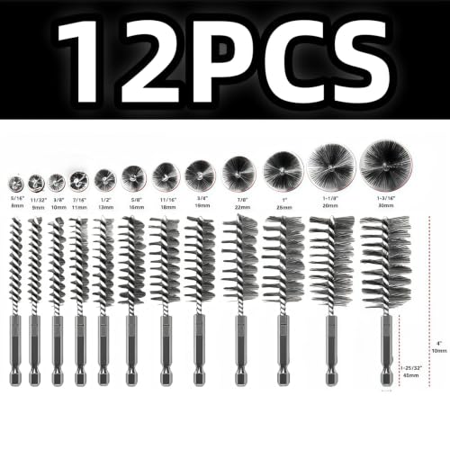 12 Pcs Stainless Steel Bore Brush Set with