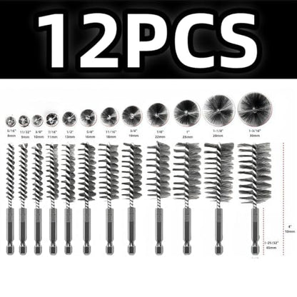 12 Pcs Stainless Steel Bore Brush Set with