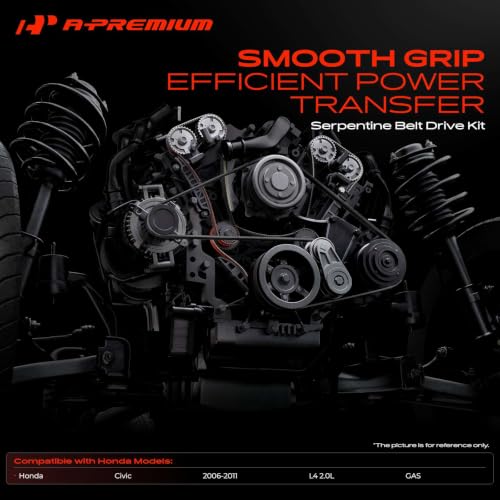 A-Premium Engine Serpentine Belt Drive Kit with Tensioner & Idler Pulley