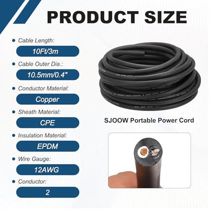 MECCANIXITY 12/2 SJOOW Electrical Wire Cable 10ft 12 AWG 2 Conductor UL - size: 12AWG*10ft, style: 2 Conductor