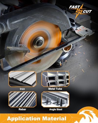 Metal Cutting Saw Blade 7-1/4 Inch 48T for Rebar, Angle Iron, Pipes, Channels, Ceramic Cemented Carbide with 5/8" Arbor, 2-Pack - size: 7-1/4"