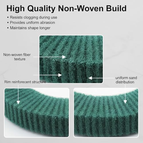 2 Pcs 6'' Non-Woven Buffing Polishing Wheels, 4/5" Arbor 240 Grit - style: 2pc 6''x1'' Green