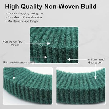 2 Pcs 6'' Non-Woven Buffing Polishing Wheels, 4/5" Arbor 240 Grit - style: 2pc 6''x1'' Green