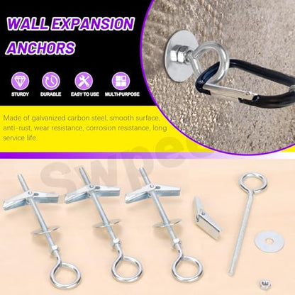 Swpeet 15 Set M4×75mm Eye Bolt Toggle Bolts and Wing Nut Kit with Hex Nuts, Washers Assortment Kit, Heavy Duty Butterfly Toggle Anchors Swag Hooks for Hanging Heavy Items on Drywall - size: M4×75mm