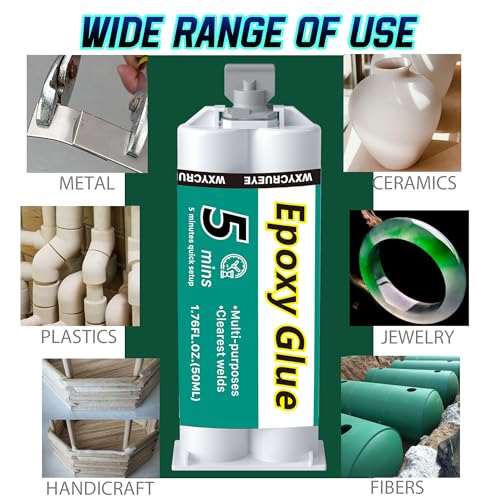 5 Minute Epoxy Glue All Purpose | Fast Cure Clear Epoxy Resin Adhesive for Plastic, Metal, Wood, Ceramic & Fiberglass | Two Part epoxy Glue