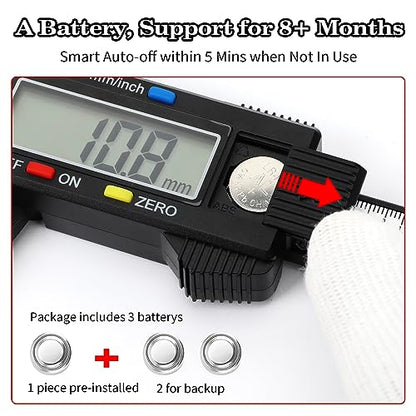 Digital Caliper, Esydon Upgraded Calipers 6 inch, Measuring Tool, Electronic Ruler, with Large LCD Screen, Auto-Off Feature, Inch and Millimeter Conversion, Plastic Case, Perfect for Household, DIY