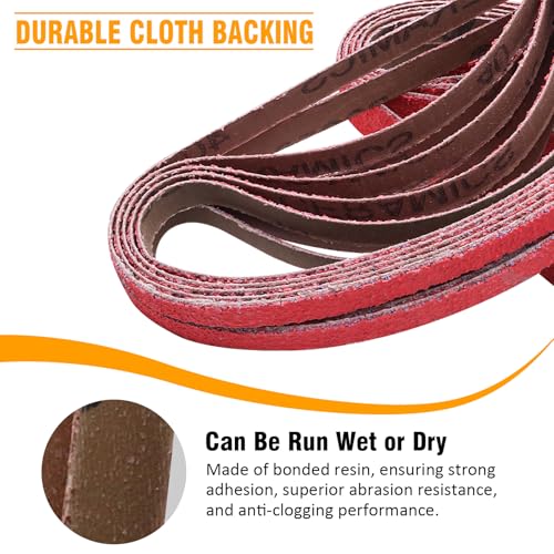 1/2 x 18 Inch Sanding Belts Ceramic, 60 Grit, for Air Belt Sander, 20 Pack - color: 60 Grit (20 pack)