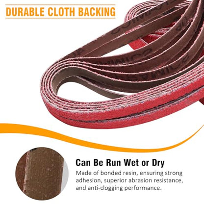 1/2 x 18 Inch Sanding Belts Ceramic, 60 Grit, for Air Belt Sander, 20 Pack - color: 60 Grit (20 pack)