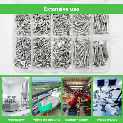 335Pcs #8 Stainless Steel Phillips Head Wood Screws Assortment Kit - size: #8-335Pcs