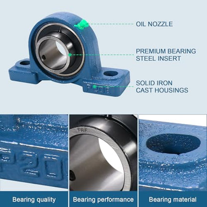 2 Pack UCP209-28 Pillow Block Bearing - Pack of 2 Mounted Pillow Block Bearings - 1 3/4" Mounted Pillow Block Chrome Steel Bearings Solid Cast Iron Base - Self Alignment - style: UCP209-28